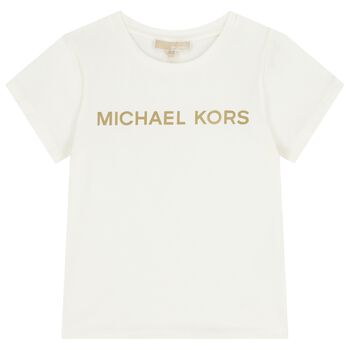 MICHAEL KORS Girls White Logo T-Shirt, 1 Girls White Logo T-Shirt