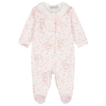 Baby Girls Ivory & Pink Teddy Bear Babygrow
