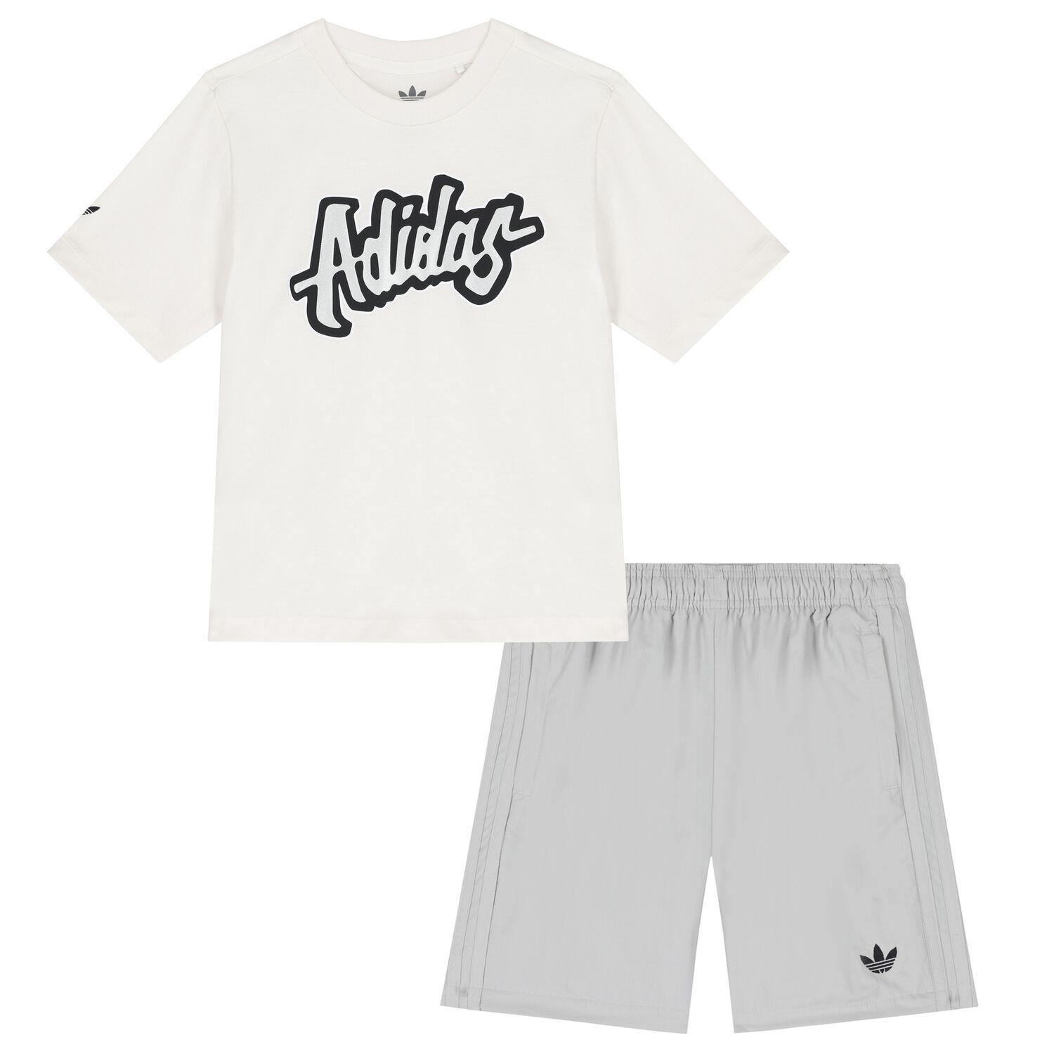 Boys White & Grey Shorts Set, 1, hi-res
