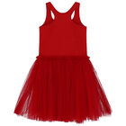 Girls Red Embellished Tulle Dress, 1, hi-res