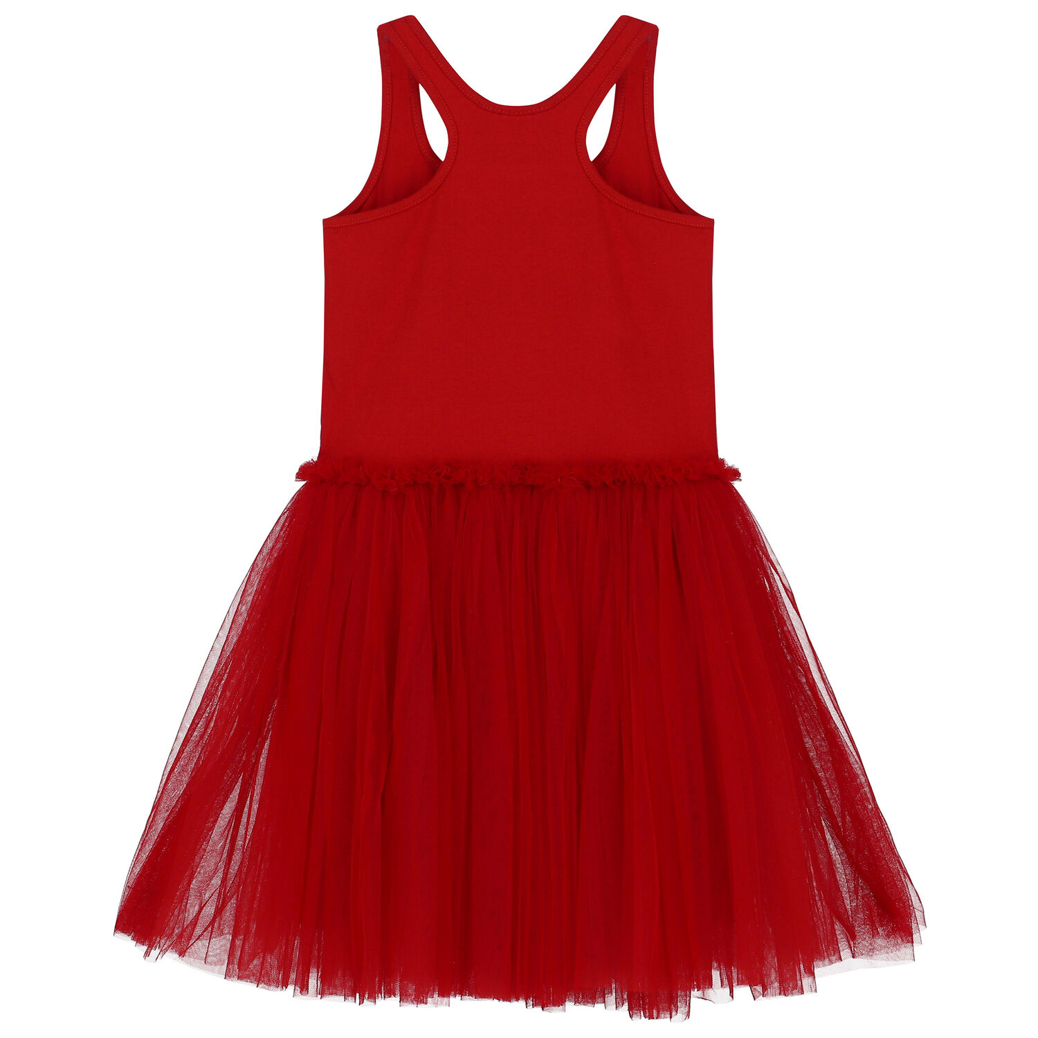Girls Red Embellished Tulle Dress, 1, hi-res