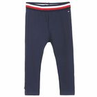 Baby Girls Navy Logo Leggings, 1, hi-res