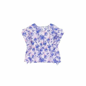 Younger Girls Pink & Blue Floral Floral Beach Dress