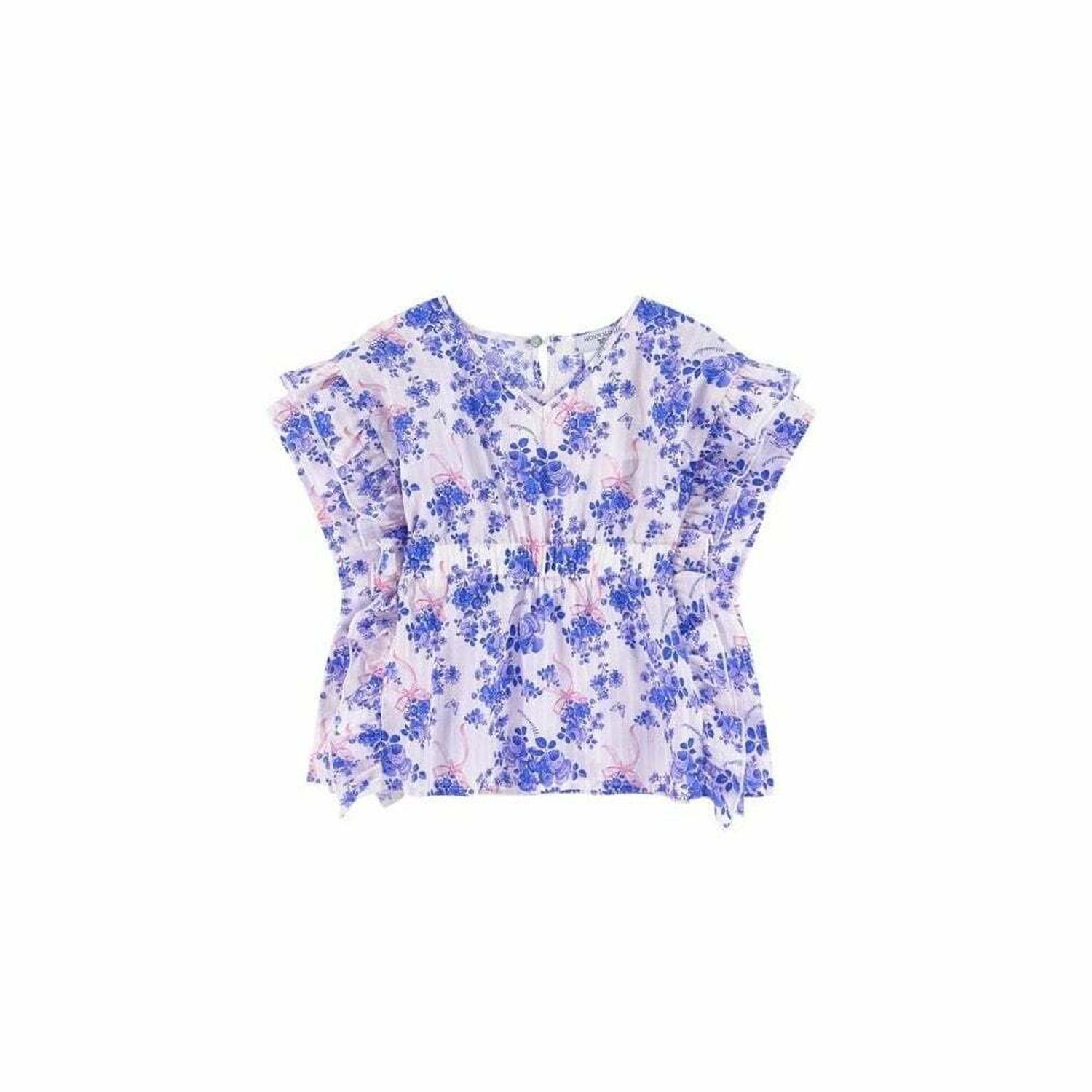 Younger Girls Pink & Blue Floral Floral Beach Dress, 1, hi-res image number null