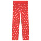 Girls Red Floral Leggings, 1, hi-res