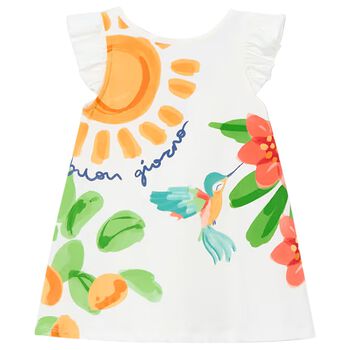 Girls White Ruffled Dress