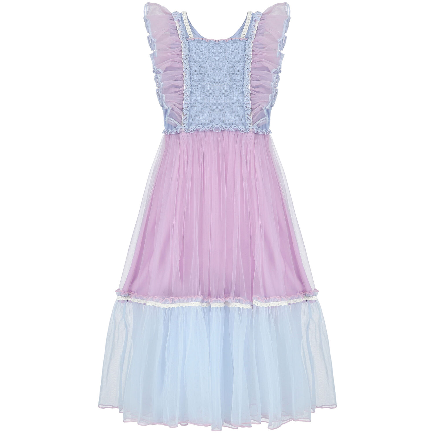 Girls Blue & Purple Embellished Tulle Dress, 1, hi-res image number null