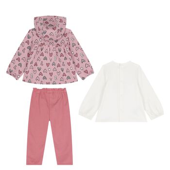 Baby Girls Ivory & Pink 3 Piece Tracksuit