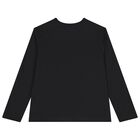 Girls Black Logo Long Sleeve Top, 2, hi-res