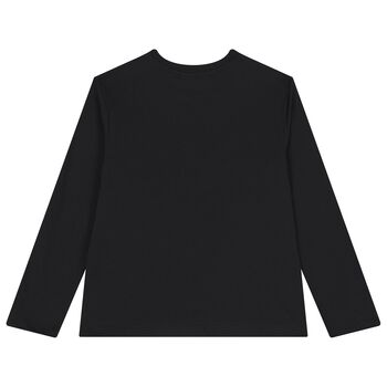 Girls Black Logo Long Sleeve Top
