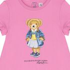Girls Pink Cotton Polo Bear Dress, 1, hi-res