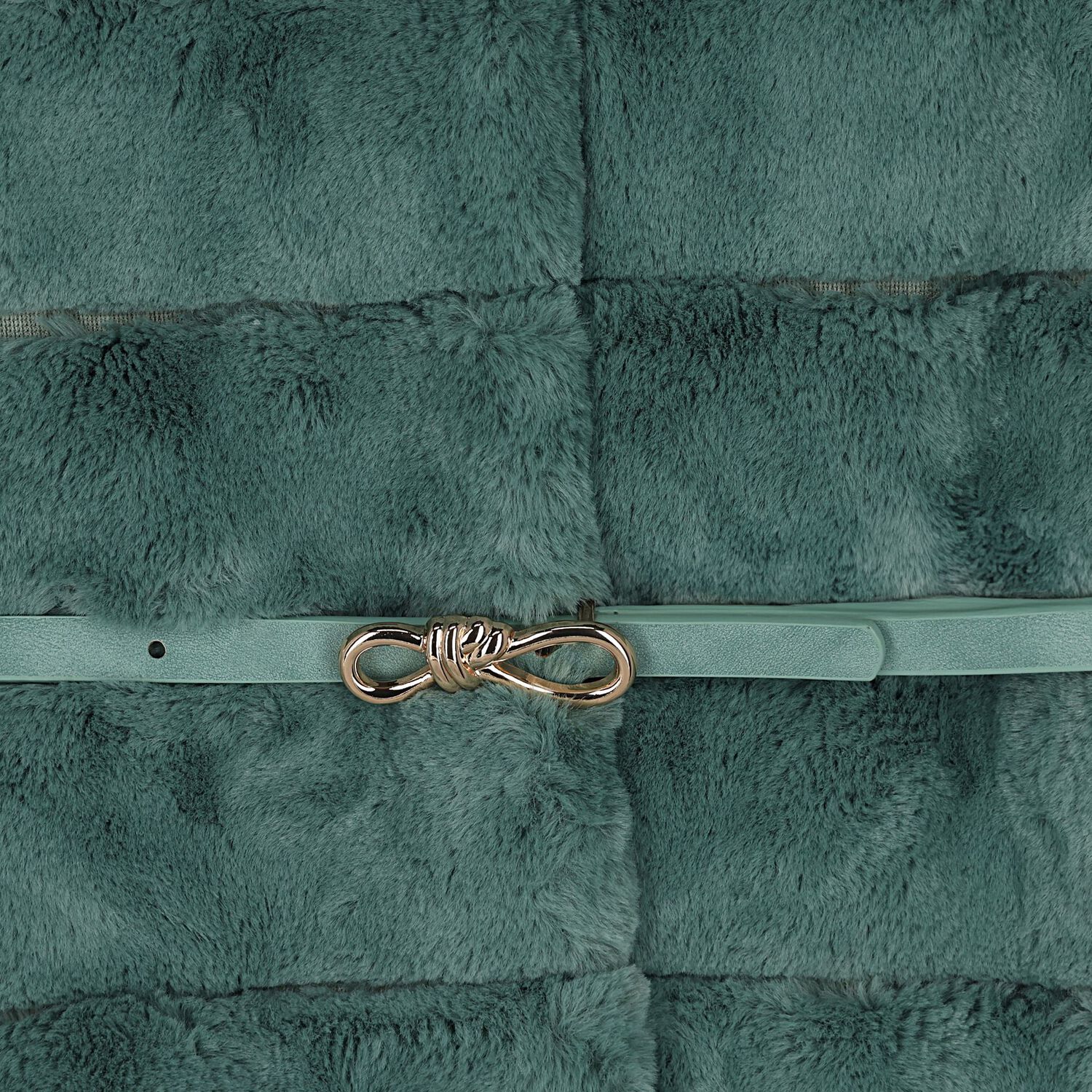 Girls Green Faux Fur Gilet, 1, hi-res