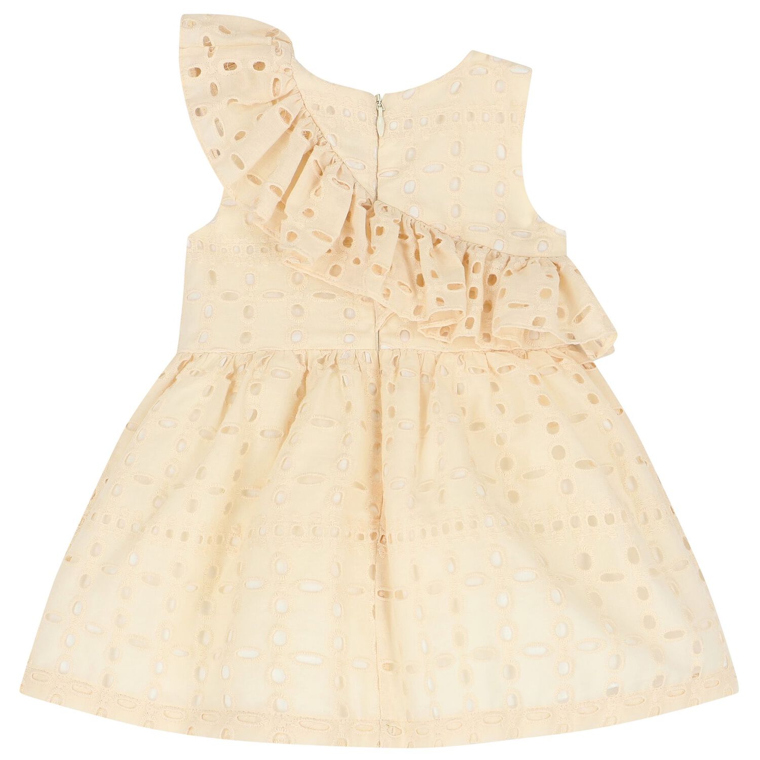 Baby Girls Ivory Broderie Anglaise Ruffle Dress Set, 1, hi-res image number null
