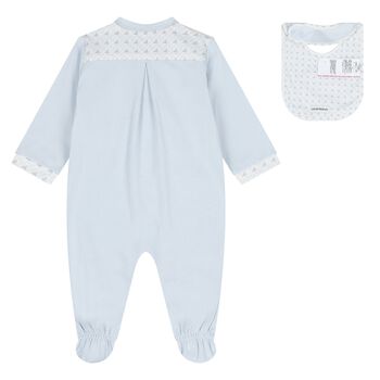 Baby Boys Blue & White Logo Babygrow Set