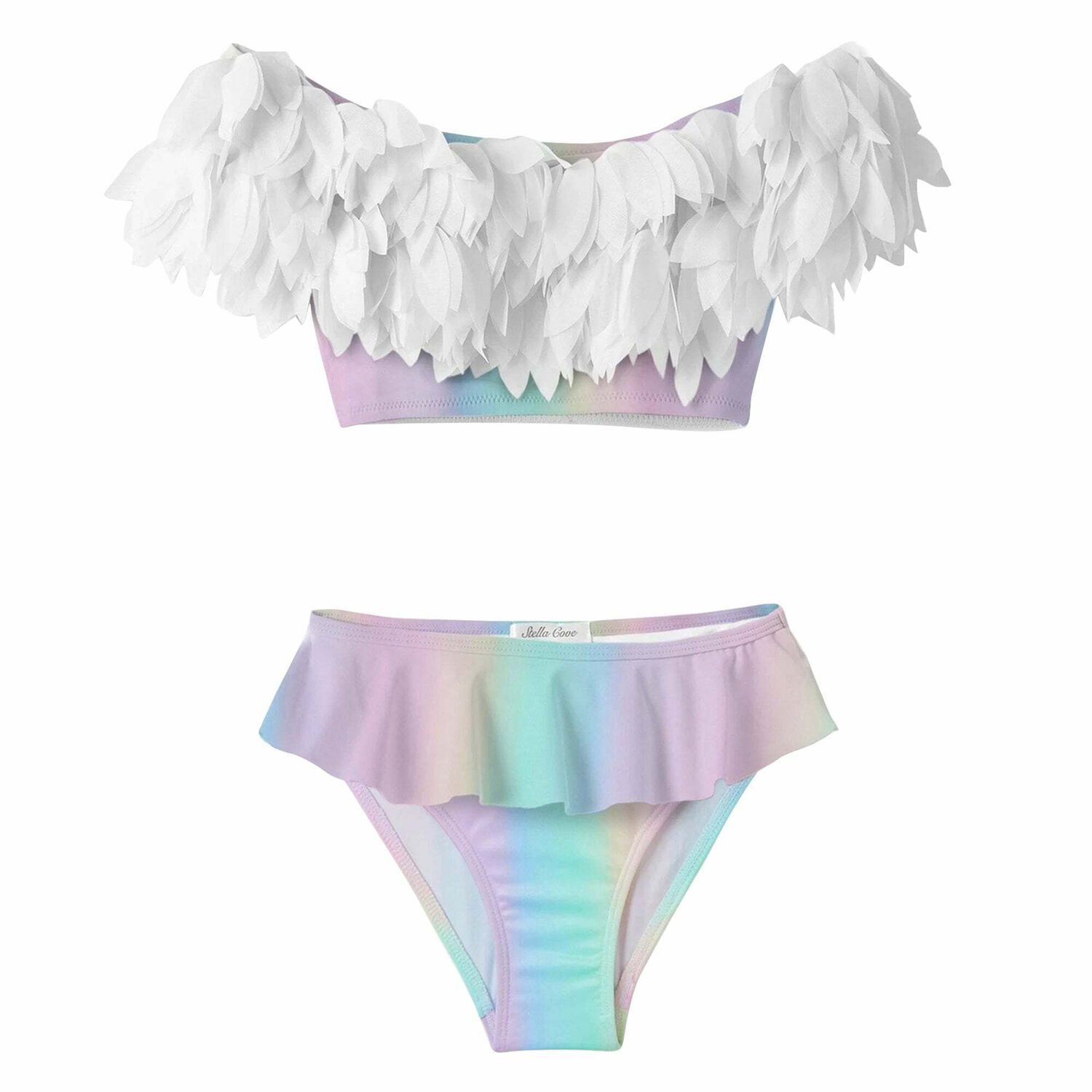 Girls Pink Rainbow Petal Bikini, 1, hi-res image number null