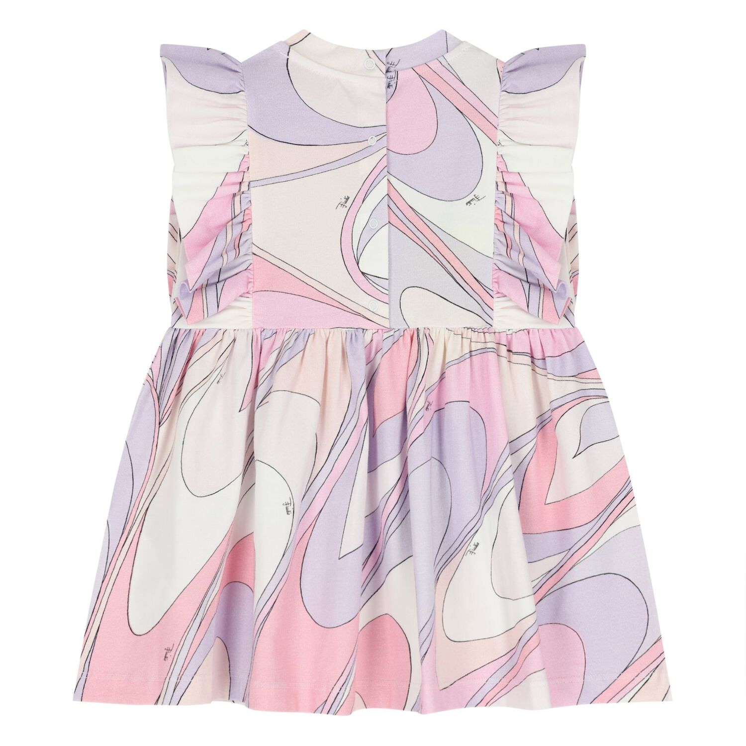 Younger Girls Pink & White Ruffled Iride Dress, 1, hi-res