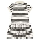 Girls Ivory Logo Striped Polo Dress, 1, hi-res