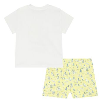 Younger Boys White & Yellow Swim Shorts Set