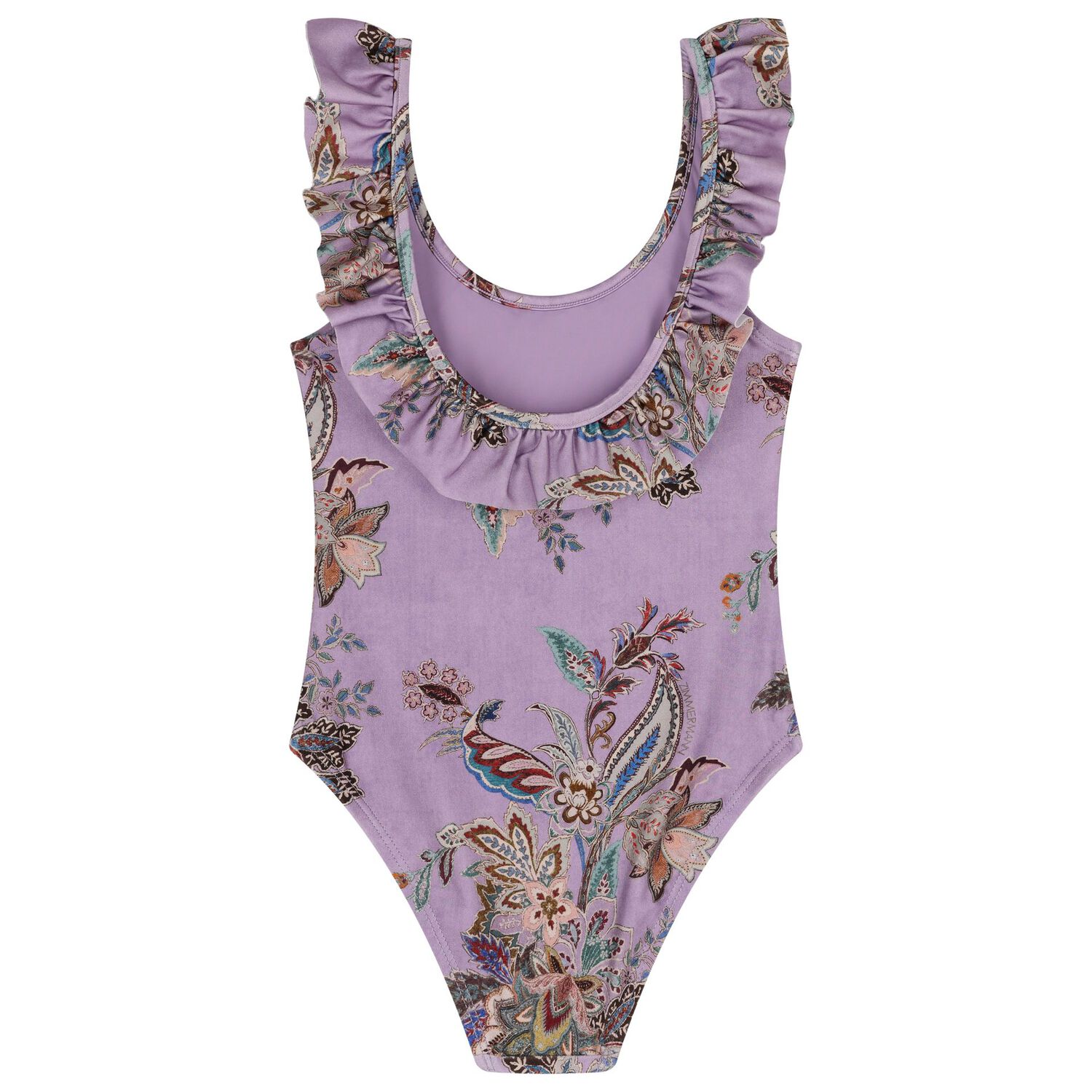 Girls Purple Floral Swimsuit, 1, hi-res
