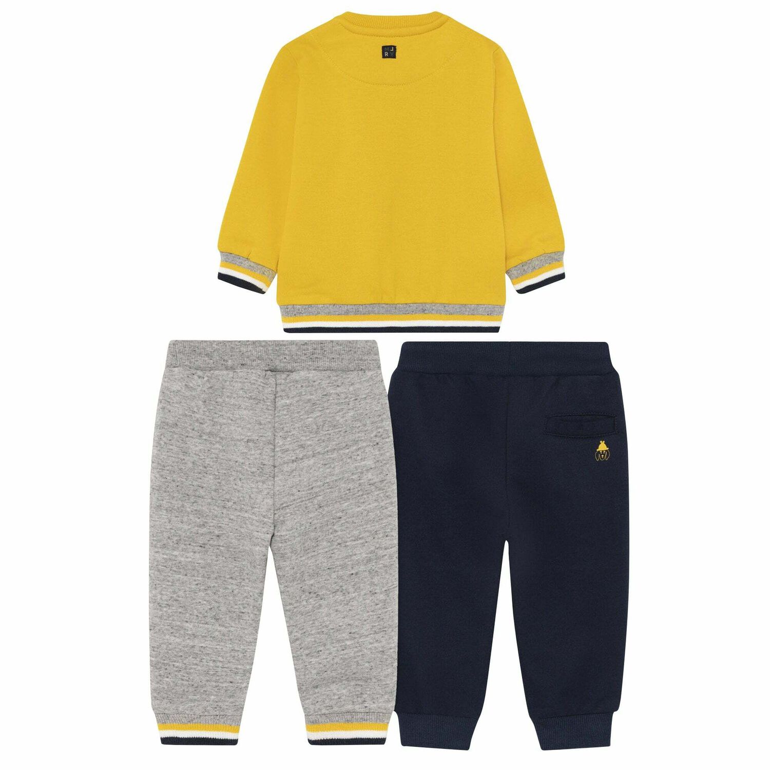 Younger Boys Yellow, Grey & Navy 3 Piece Tracksuit, 1, hi-res image number null