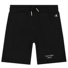 Boys Black Logo Shorts, 2, hi-res