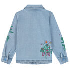 Girls Blue Floral  Denim Jacket, 1, hi-res
