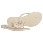 Girls Beige Logo Flower Flip Flops, 1, hi-res