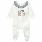 Girls Ivory Cotton Bunny Babygrow, 2, hi-res