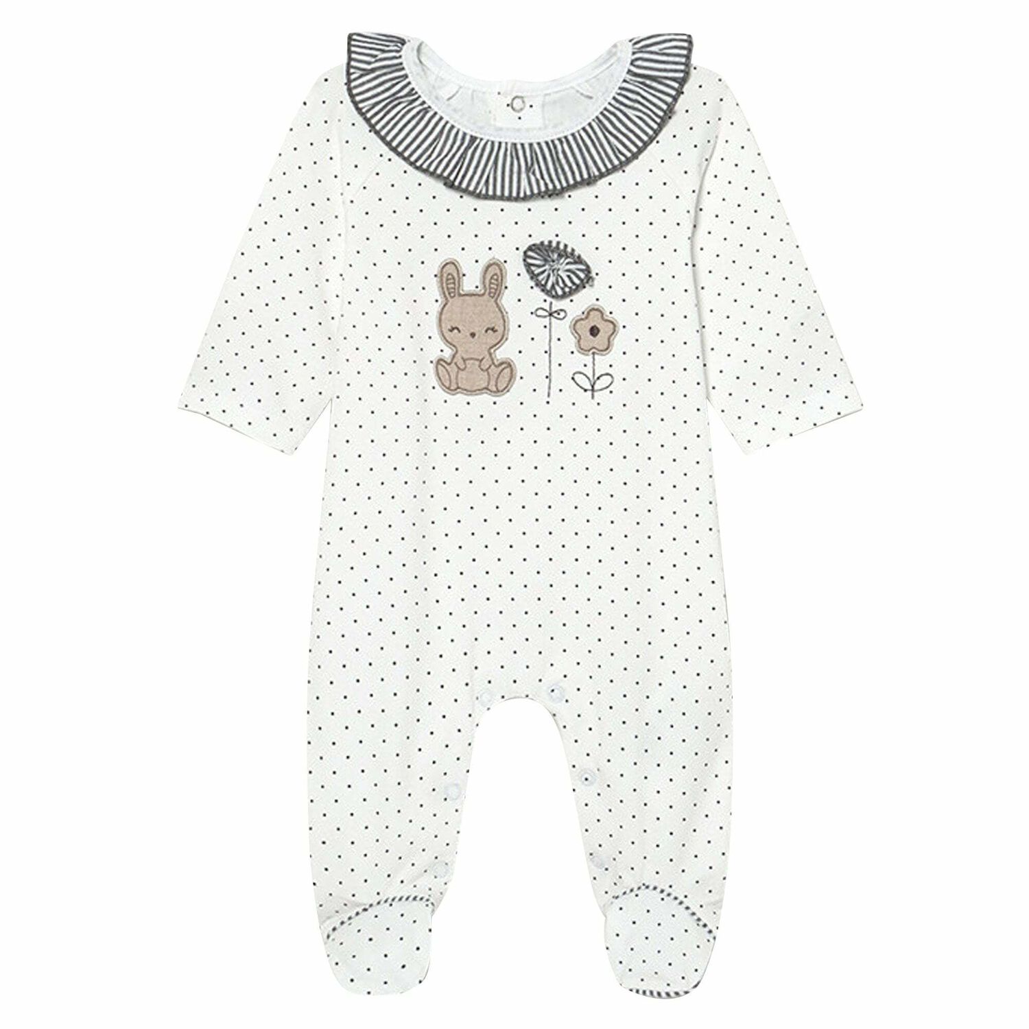 Girls Ivory Cotton Bunny Babygrow, 2, hi-res