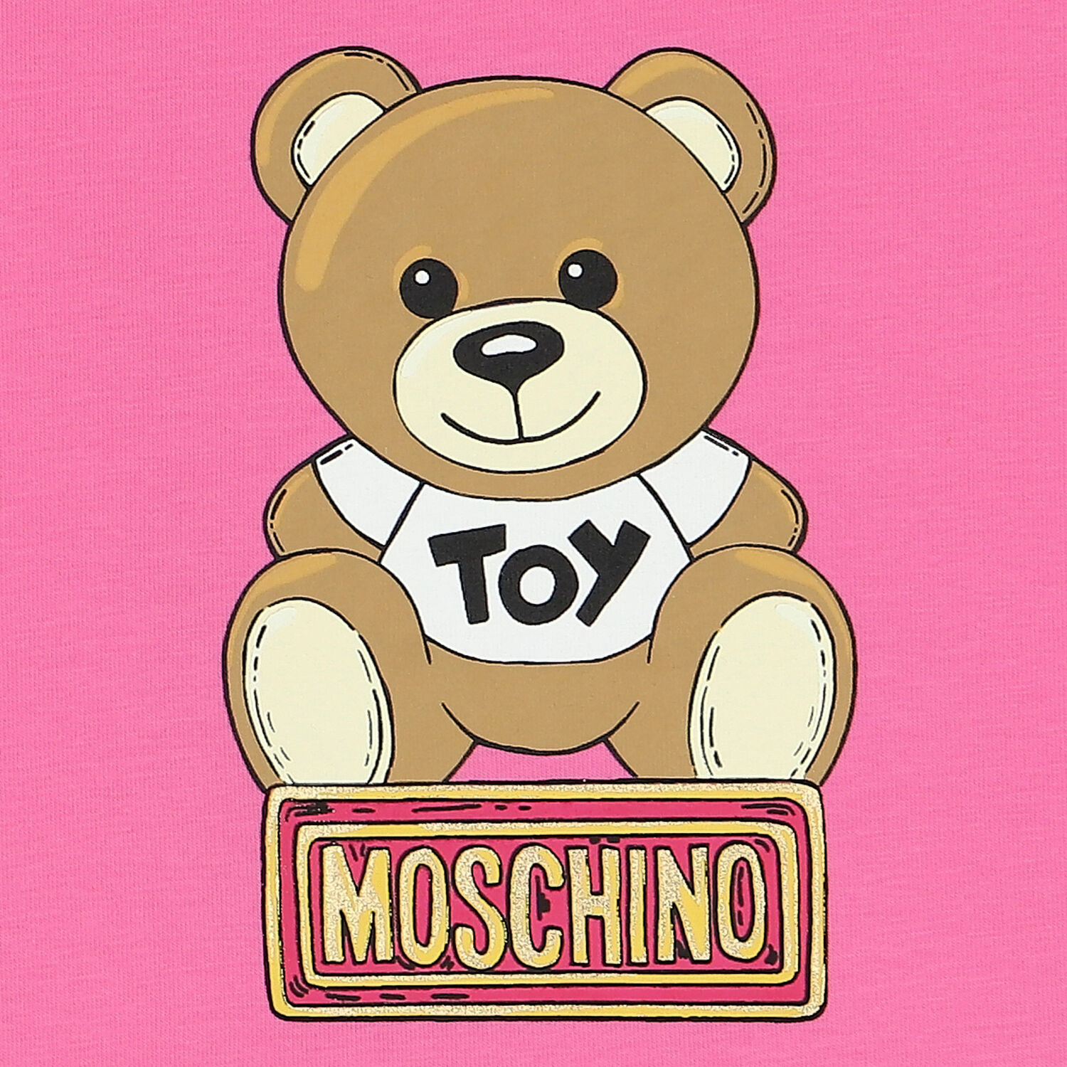 Girls Pink Teddy Bear Logo T-Shirt, 3, hi-res