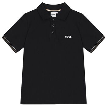 Boys Black Logo Polo Shirt