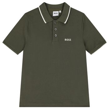 Boys Mini Me Green Logo Polo Shirt