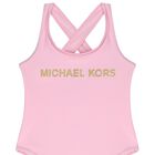 Girls Pink Logo Swimsuit, 1, hi-res