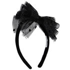 Girls Black Tulle Bow Headband, 1, hi-res