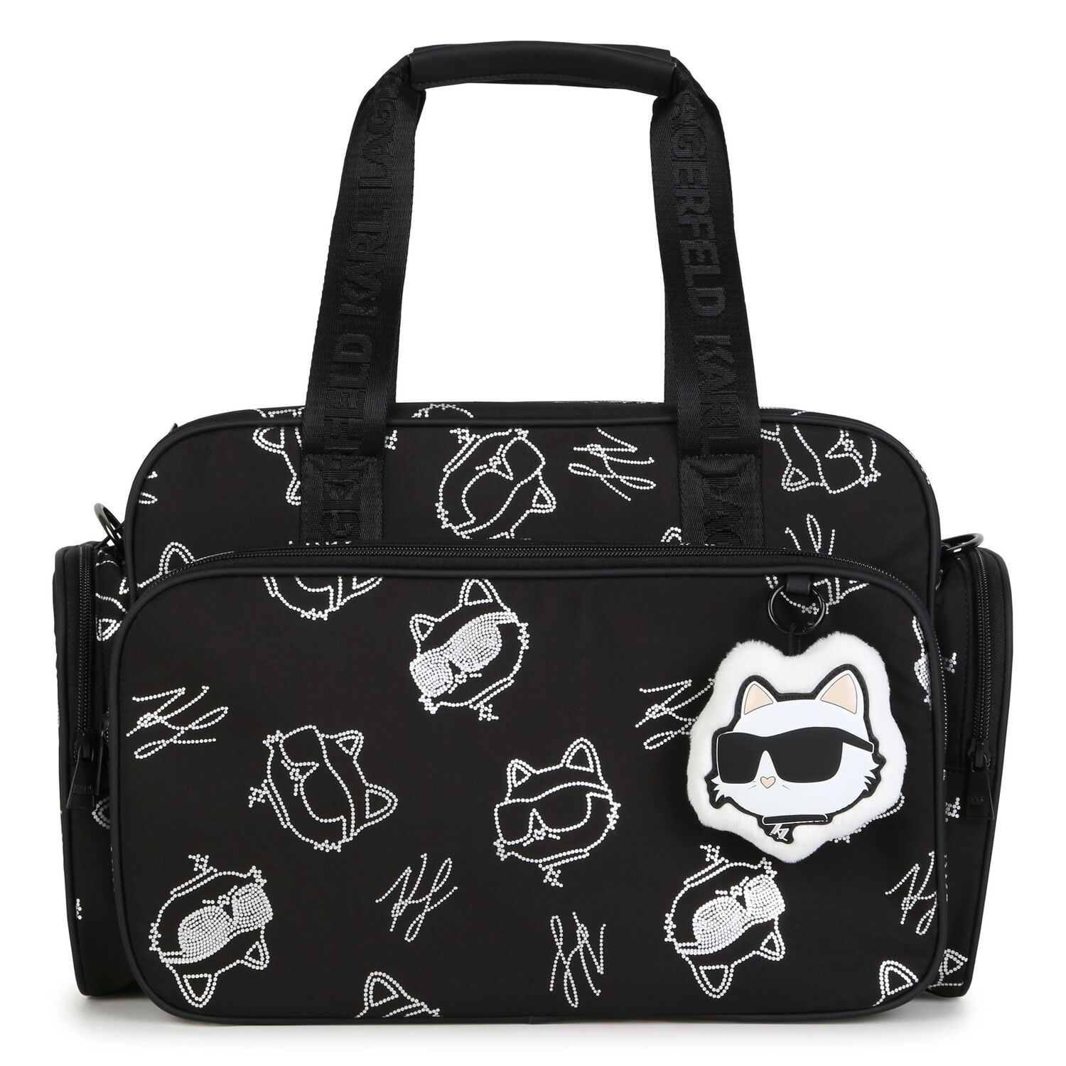Black & White Choupette Logo Baby Changing Bag ( 37cm ), 1, hi-res