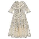 Girls Beige & Silver Sequin Maxi Dress, 1, hi-res
