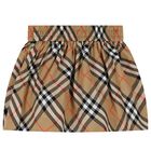 Girls Beige Check Skirt, 1, hi-res
