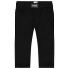 Younger Boys Black Logo Trousers, 1, hi-res
