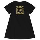Girls Black Logo Heart Dress, 1, hi-res