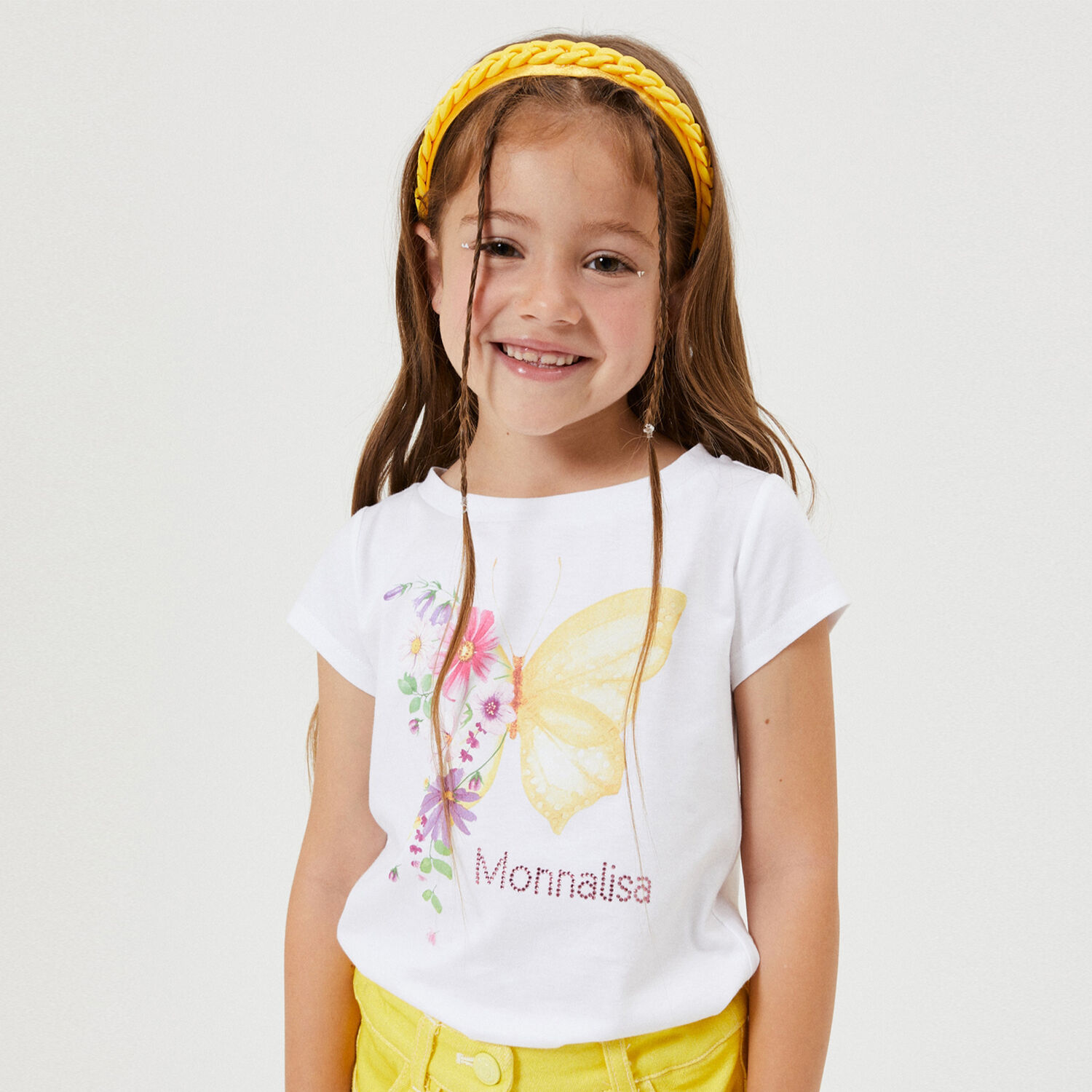 Girls White Floral Skirt Set, 1, hi-res