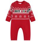 Red Christmas Knitted Baby Romper, 1, hi-res
