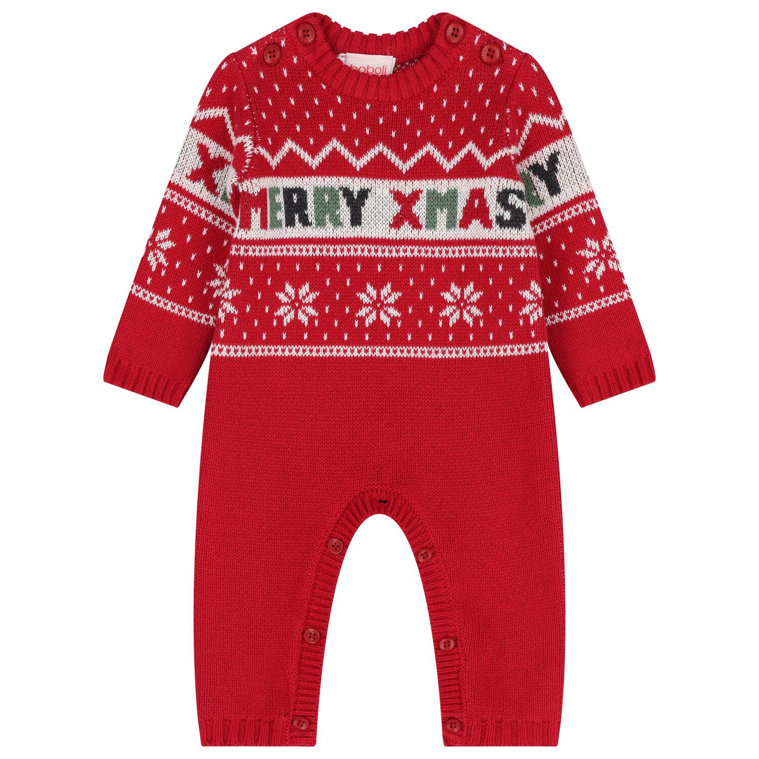 Red Christmas Knitted Baby Romper, 1, hi-res