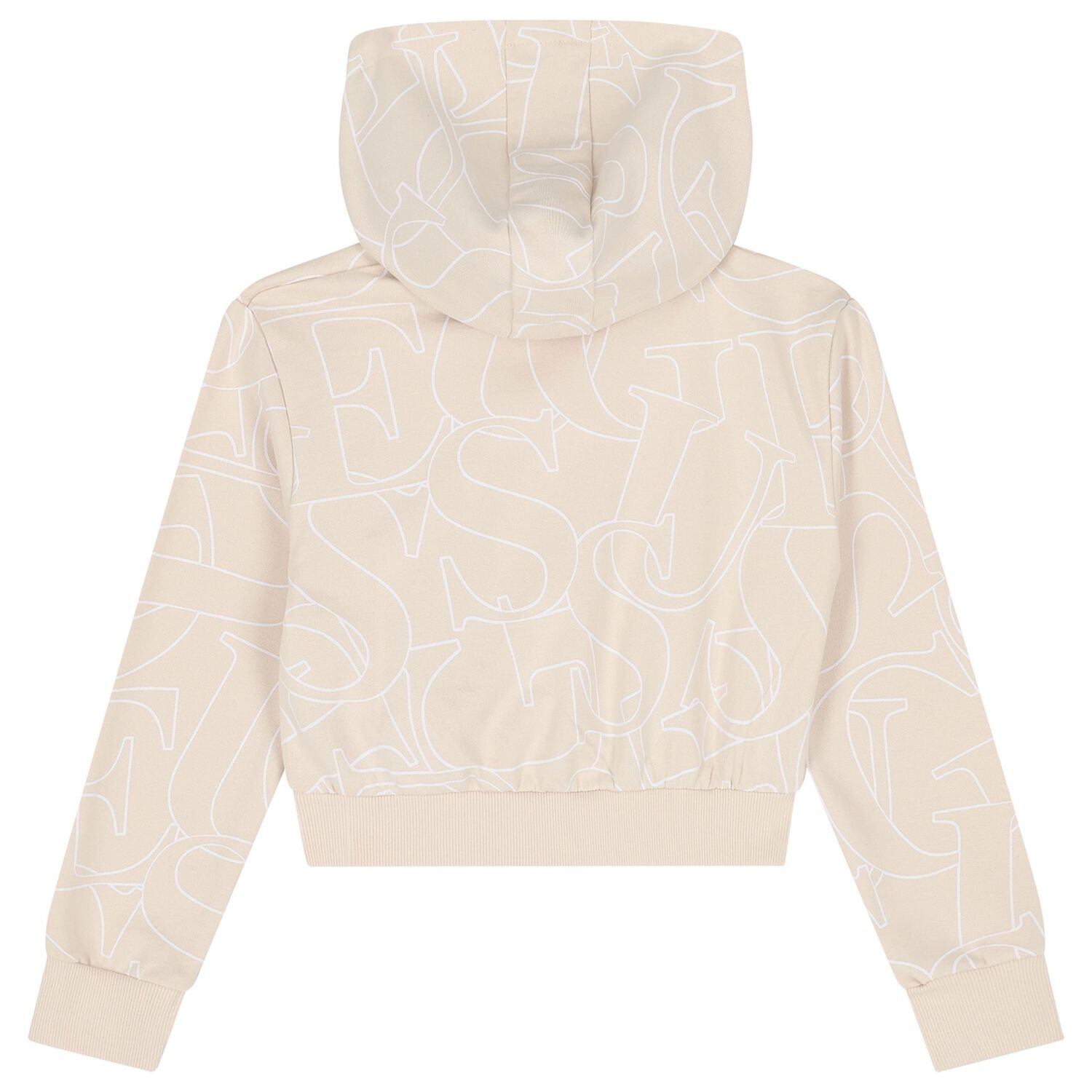 Girls Beige Logo Hooded Top, 3, hi-res