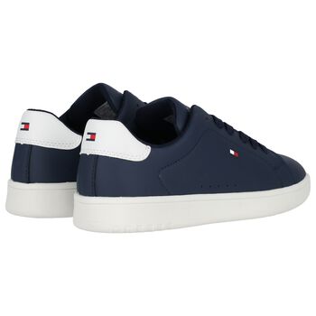 Boys Navy Blue & White Logo Trainers