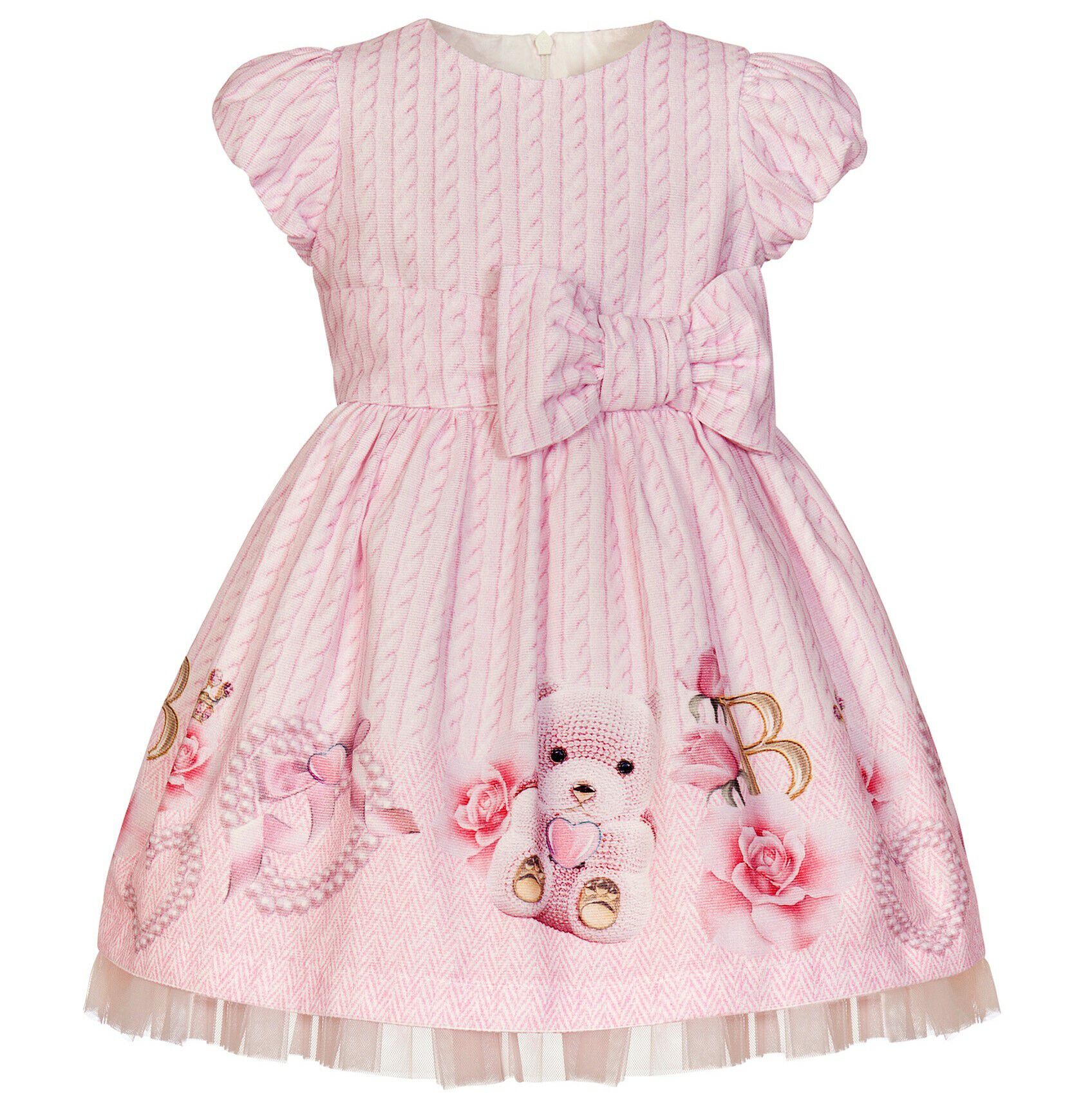 Balloon Chic Girls Pink Teddy Bear Cotton Dress Junior Couture UK