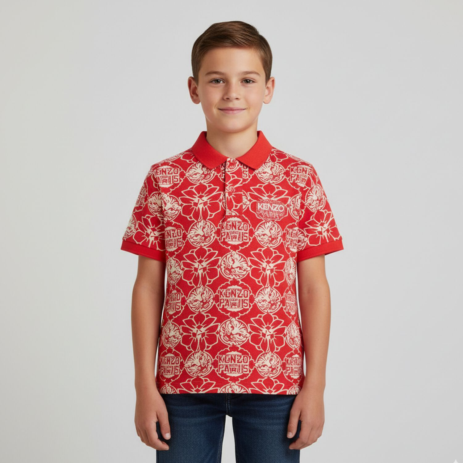 Boys Red Logo Polo Shirt, 1, hi-res