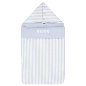 Baby Boys White & Blue Striped Logo Nest