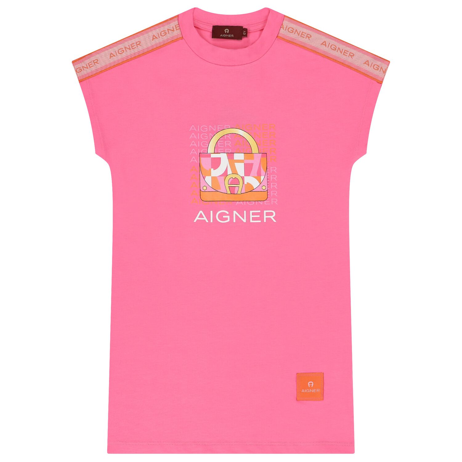 Girls Pink Logo Dress, 2, hi-res
