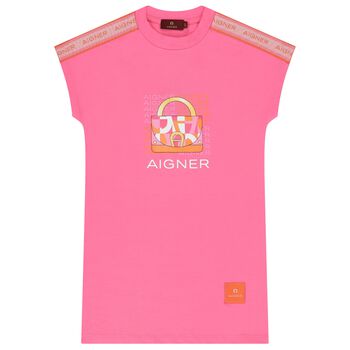 Girls Pink Logo Dress