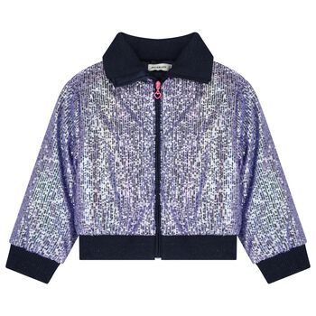 Girls Navy Blue Embellished Jacket
